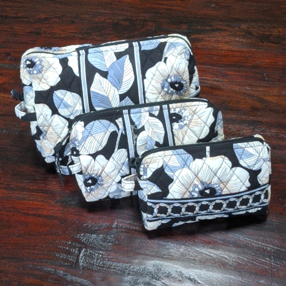 Vera Bradley Cosmetics Pouches Set of 3 Camellia